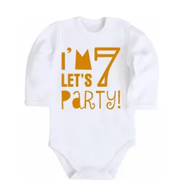Дитячий бодік I am 7 let is party Білий фото