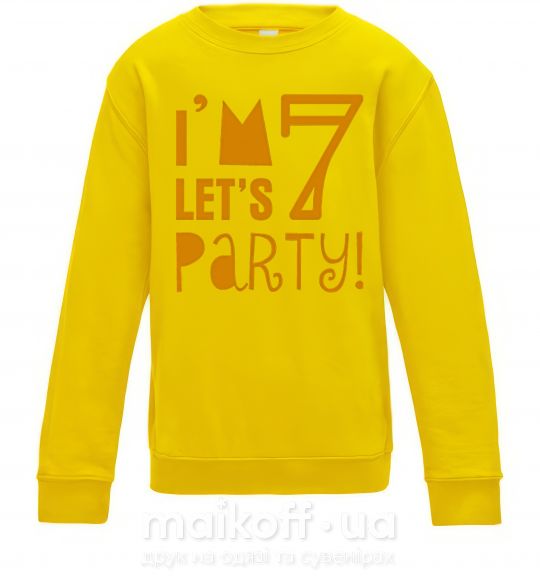 Дитячий світшот I am 7 let is party Сонячно жовтий фото