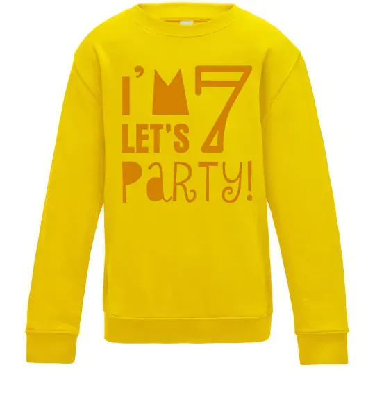 Детский Свитшот I am 7 let is party Солнечно желтый фото