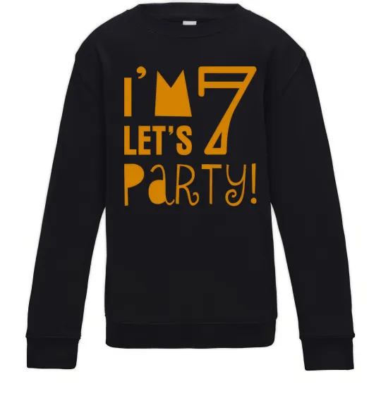 Детский Свитшот I am 7 let is party Черный фото