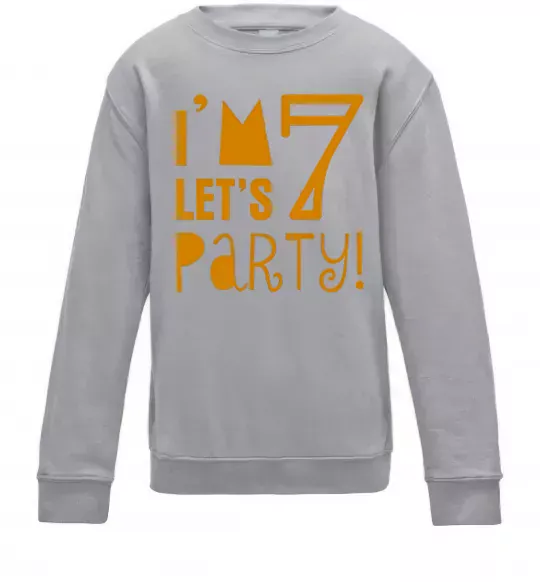 Детский Свитшот I am 7 let is party Серый меланж фото