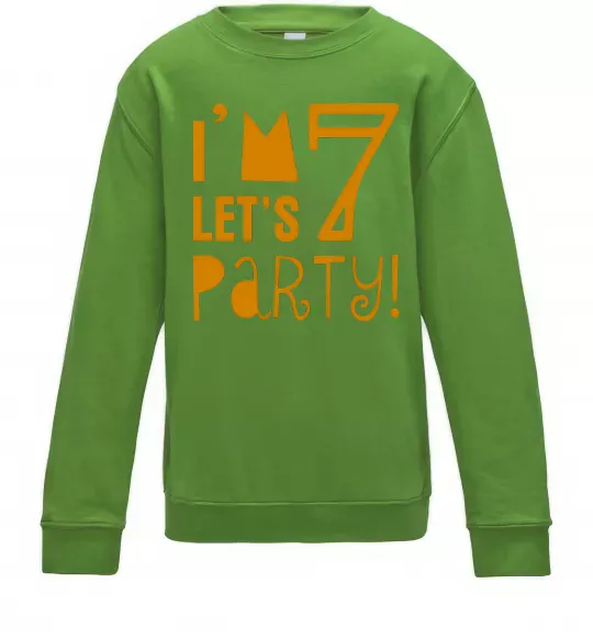 Детский Свитшот I am 7 let is party Лаймовый фото