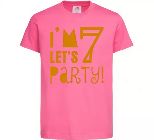 Детская футболка I am 7 let is party Ярко-розовый фото