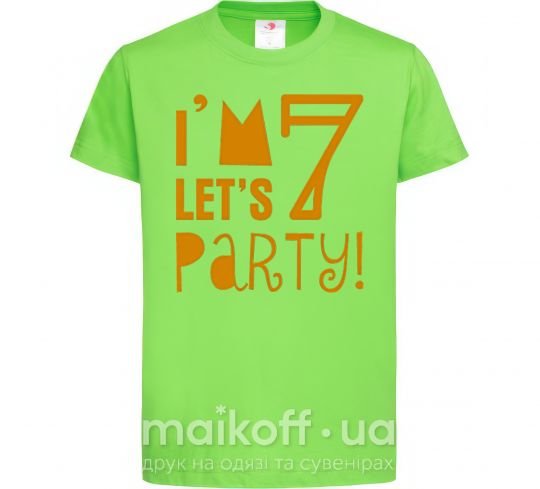Дитяча футболка I am 7 let is party Лаймовий фото
