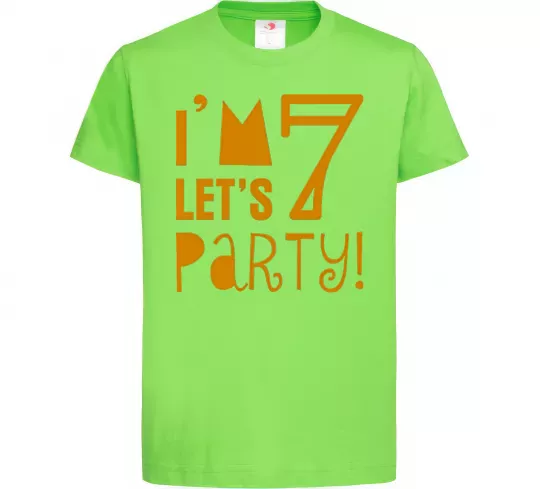 Детская футболка I am 7 let is party Лаймовый фото