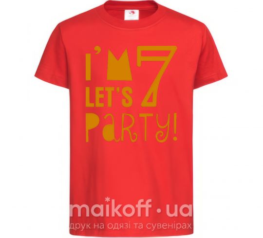 Дитяча футболка I am 7 let is party Червоний фото