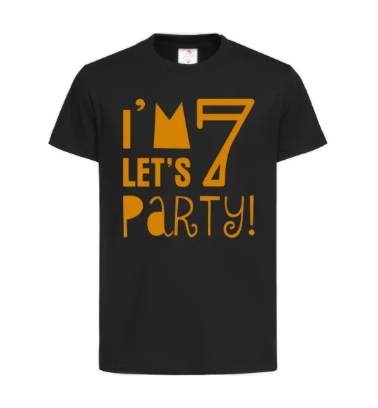 Дитяча футболка I am 7 let is party Чорний фото