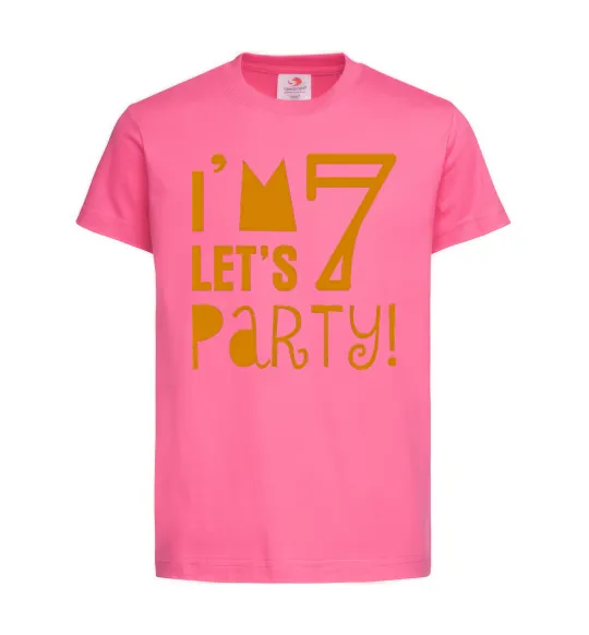 Дитяча футболка I am 7 let is party Яскраво-рожевий фото