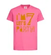 Дитяча футболка I am 7 let is party Яскраво-рожевий фото