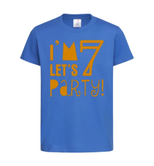 Дитяча футболка I am 7 let is party Яскраво-синій фото