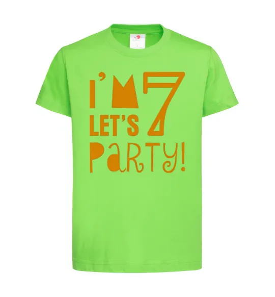 Дитяча футболка I am 7 let is party Лаймовий фото