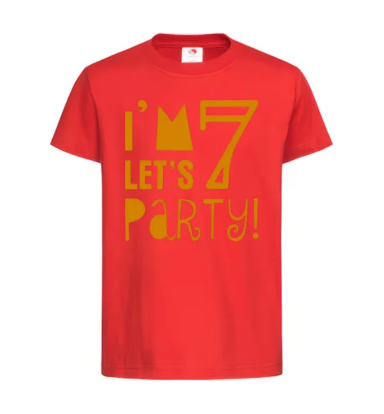 Дитяча футболка I am 7 let is party Червоний фото