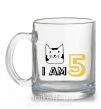 Чашка стеклянная I am 5 cat Прозрачный фото