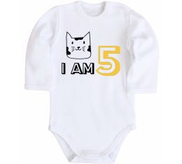 Детский боди I am 5 cat
