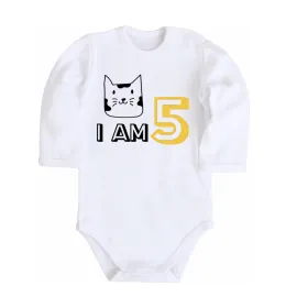 Детский боди I am 5 cat Белый фото