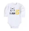 Дитячий бодік I am 5 cat Білий фото