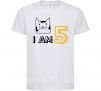 Детская футболка I am 5 cat Белый фото