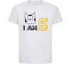 Детская футболка I am 5 cat Белый фото