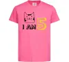 Детская футболка I am 5 cat Ярко-розовый фото