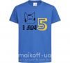 Дитяча футболка I am 5 cat Яскраво-синій фото