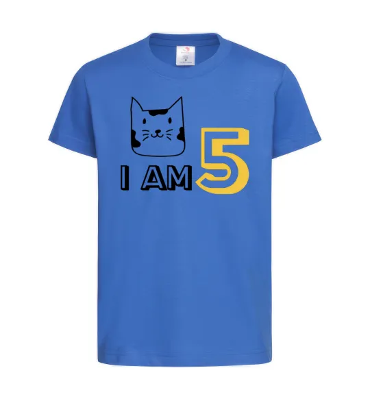 Детская футболка I am 5 cat Ярко-синий фото