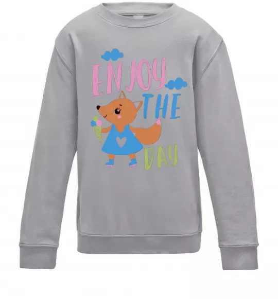 Детский Свитшот Enjoy the day Серый меланж фото