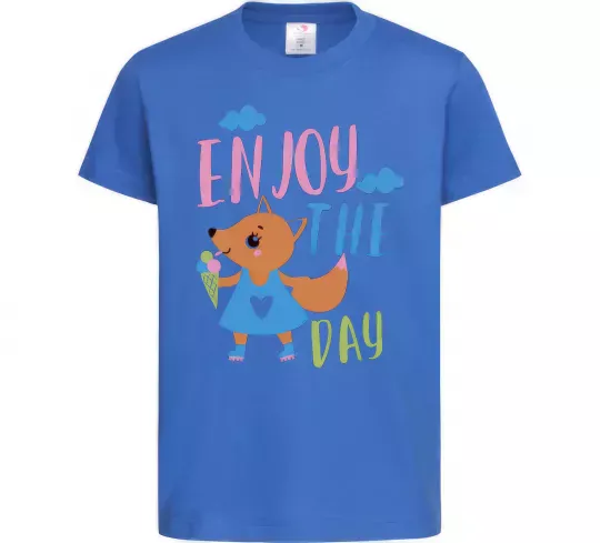 Дитяча футболка Enjoy the day Яскраво-синій фото