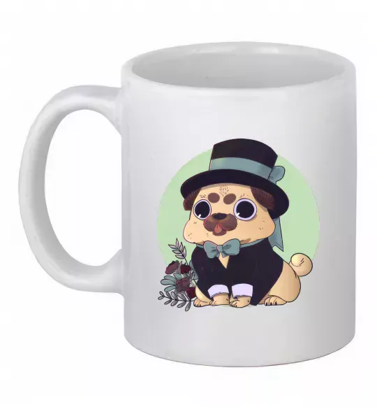 Чашка керамическая Pug jentelman Белый фото