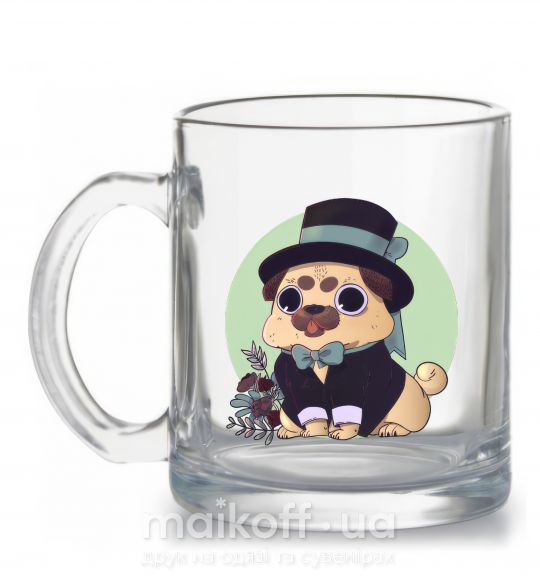 Чашка скляна Pug jentelman Прозорий фото
