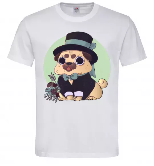 Чоловіча футболка Pug jentelman Білий фото