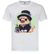 Чоловіча футболка Pug jentelman Білий Чоловіча футболка Pug jentelman Білий фото