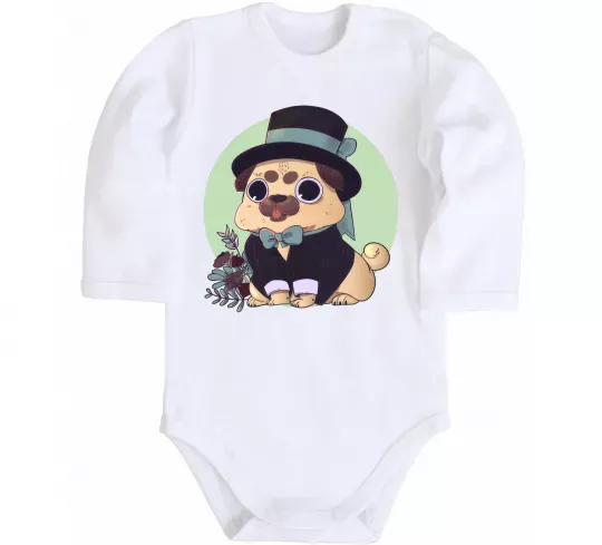 Дитячий бодік Pug jentelman Білий фото