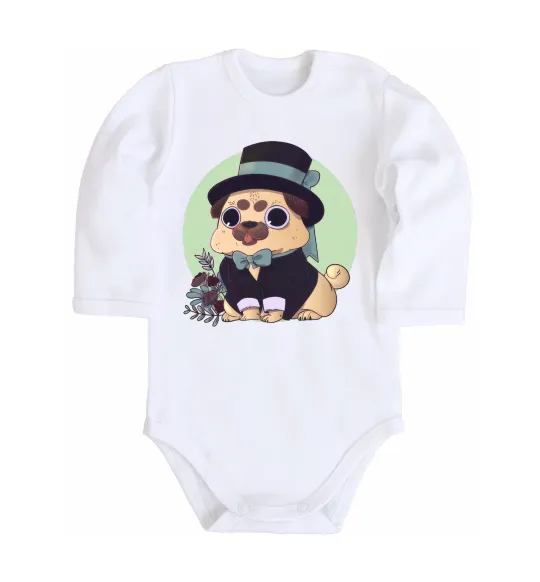 Дитячий бодік Pug jentelman Білий фото
