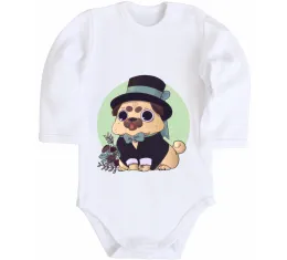 Дитячий бодік Pug jentelman Білий фото