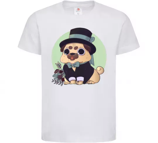 Детская футболка Pug jentelman Белый фото