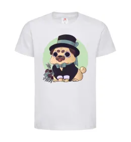 Детская футболка Pug jentelman Белый фото