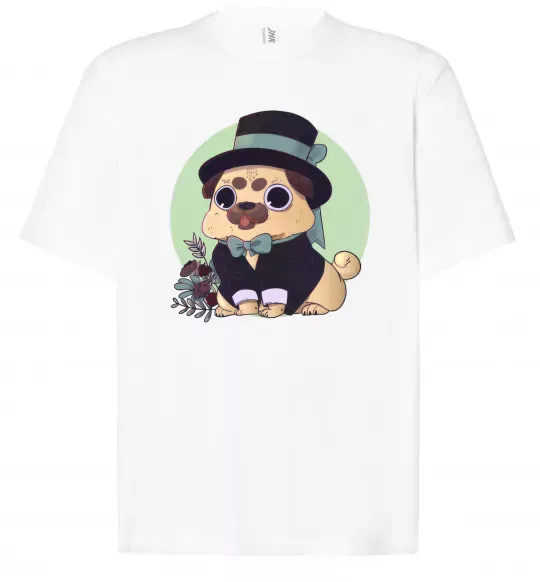 Футболка Оверсайз Pug jentelman Белый фото