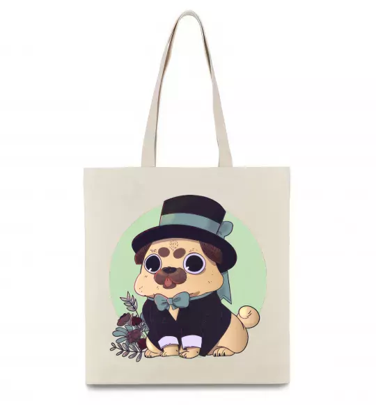 Эко-сумка Pug jentelman Бежевый фото