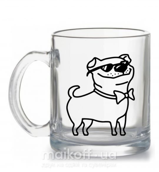 Чашка скляна Cool dog Прозорий фото