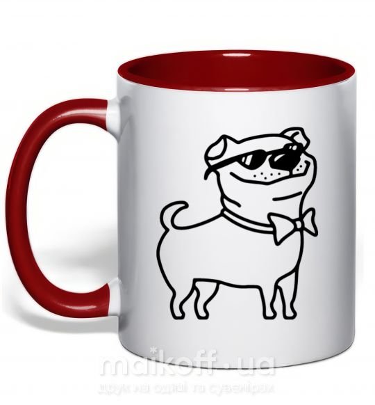 Чашка з кольоровою ручкою Cool dog Червоний фото