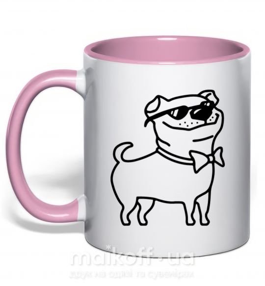 Чашка з кольоровою ручкою Cool dog Ніжно рожевий фото