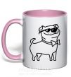 Чашка з кольоровою ручкою Cool dog Ніжно рожевий фото