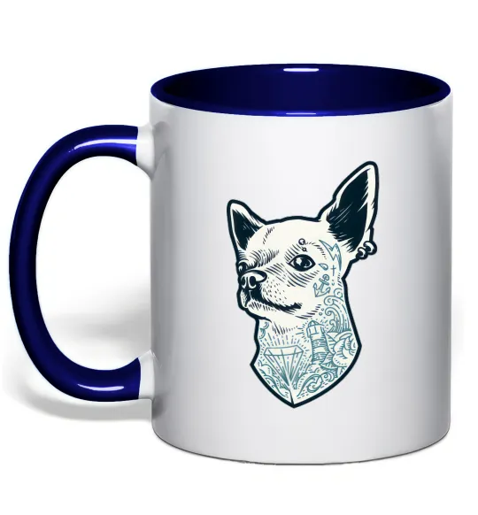 Чашка с цветной ручкой The dog Глубокий темно-синий фото