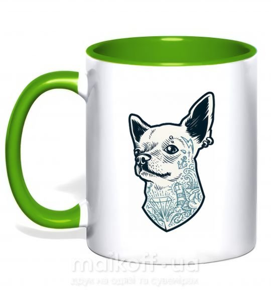 Чашка с цветной ручкой The dog Зеленый фото