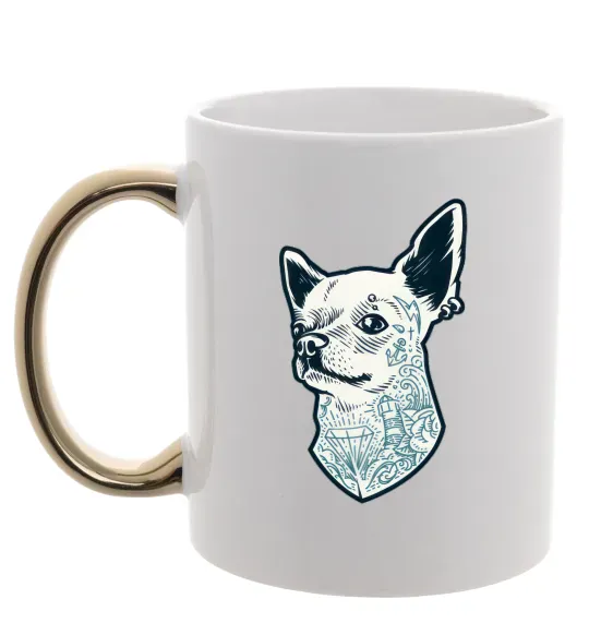 Чашка с цветной ручкой The dog Золото фото