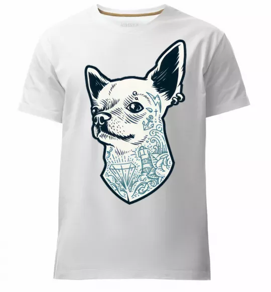 Мужская премиум футболка The dog Белый фото