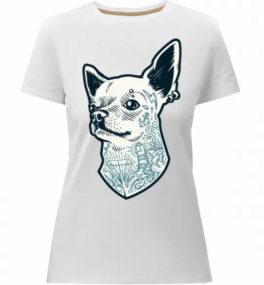 Женская премиум футболка The dog Белый фото