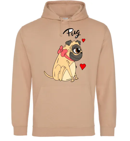 Жіноча толстовка (худі) Pug Пісочний фото