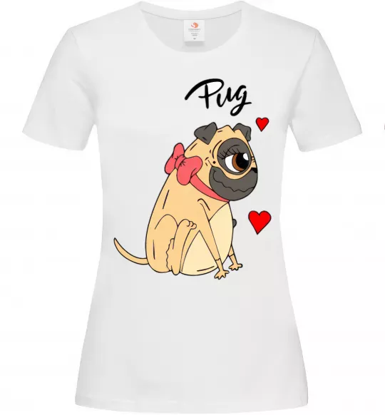 Жіноча футболка Pug Білий фото