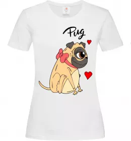 Женская футболка Pug Белый фото